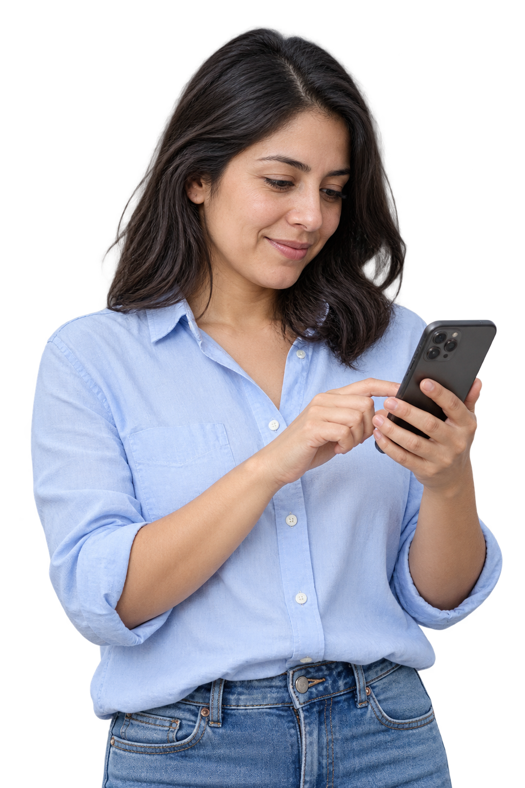 Mujer usando la app